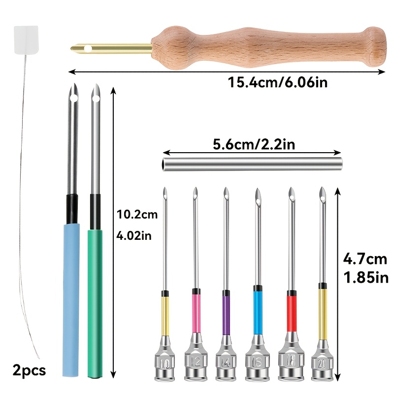 TEMU Punch Kit, Wooden Handle Punch Needle And Assorted Size Needles For Pile Embroidery, Embroidery And Handmade Crafts