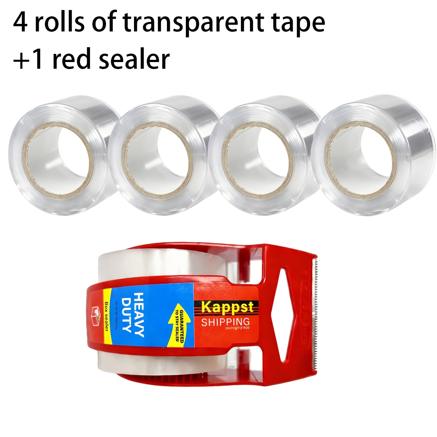 TEMU 4pcs Heavy Duty For Packaging Tape With1pcs Tape Dispenser, 1.89 Inches X 36 Yards, Designed For Packaging, Transportation, And Shipping, With
