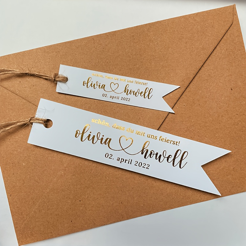 E-shop 50 personalisierte Gastgeschenkanhänger für Hochzeiten – individuell gestaltbar mit Namen , elegante Schreibschrift-/gedruckte Etiketten,