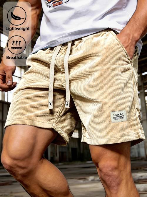 mens corduroy athletic shorts with stretchy elastic waistband corduroy shorts breathable knee length pants suitable for beach hiking commuting training casual wear corduroy shorts for outdoor activities daily use