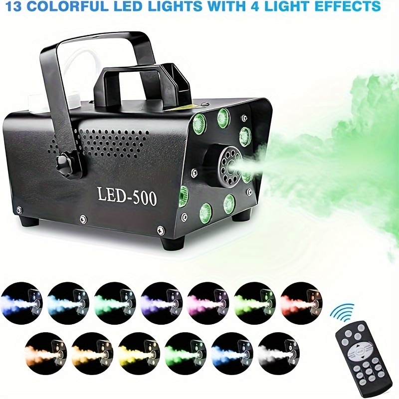 

8 Led And 13 Colors Lights Upgraded Smoke Machine Fog Machine Timing Remote Control Fogger For Christmas Party Wedding 500w