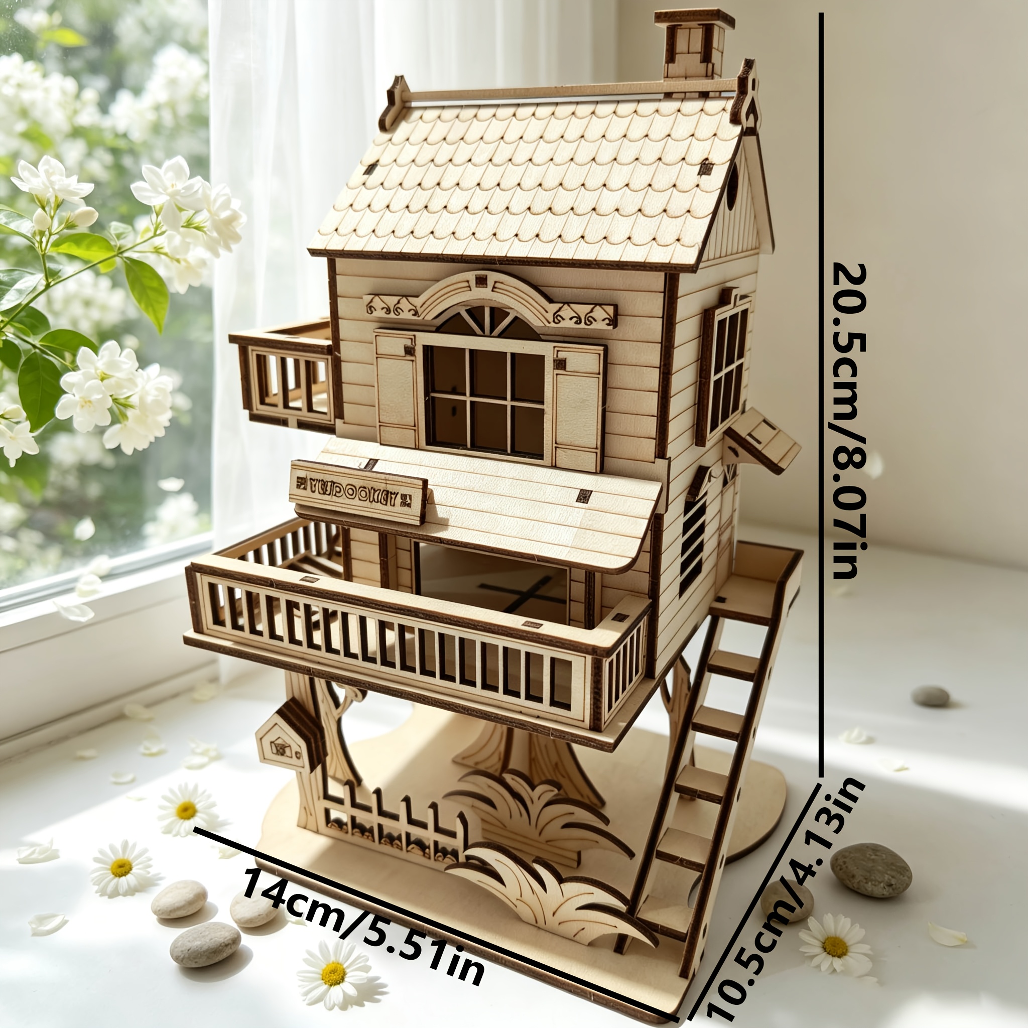 TEMU 3d Wooden Tale Tree House Puzzle | Desktop Micro Landscape Ornament, Ideal Gift For Birthday, Christmas, Anniversary, And New Year