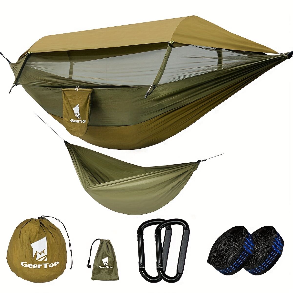 3-in-1 Camping Hammock With Net + Storage Hammock For Gears Small Items, For Outdoor Backpacking Hiking Backyard Park