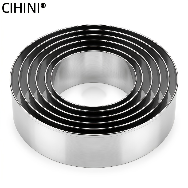 TEMU Cihini-6pcs Mousse Rings Cookie Molds Shape: Round Material: 430 Features: Convenient Use, , Easy To Clean