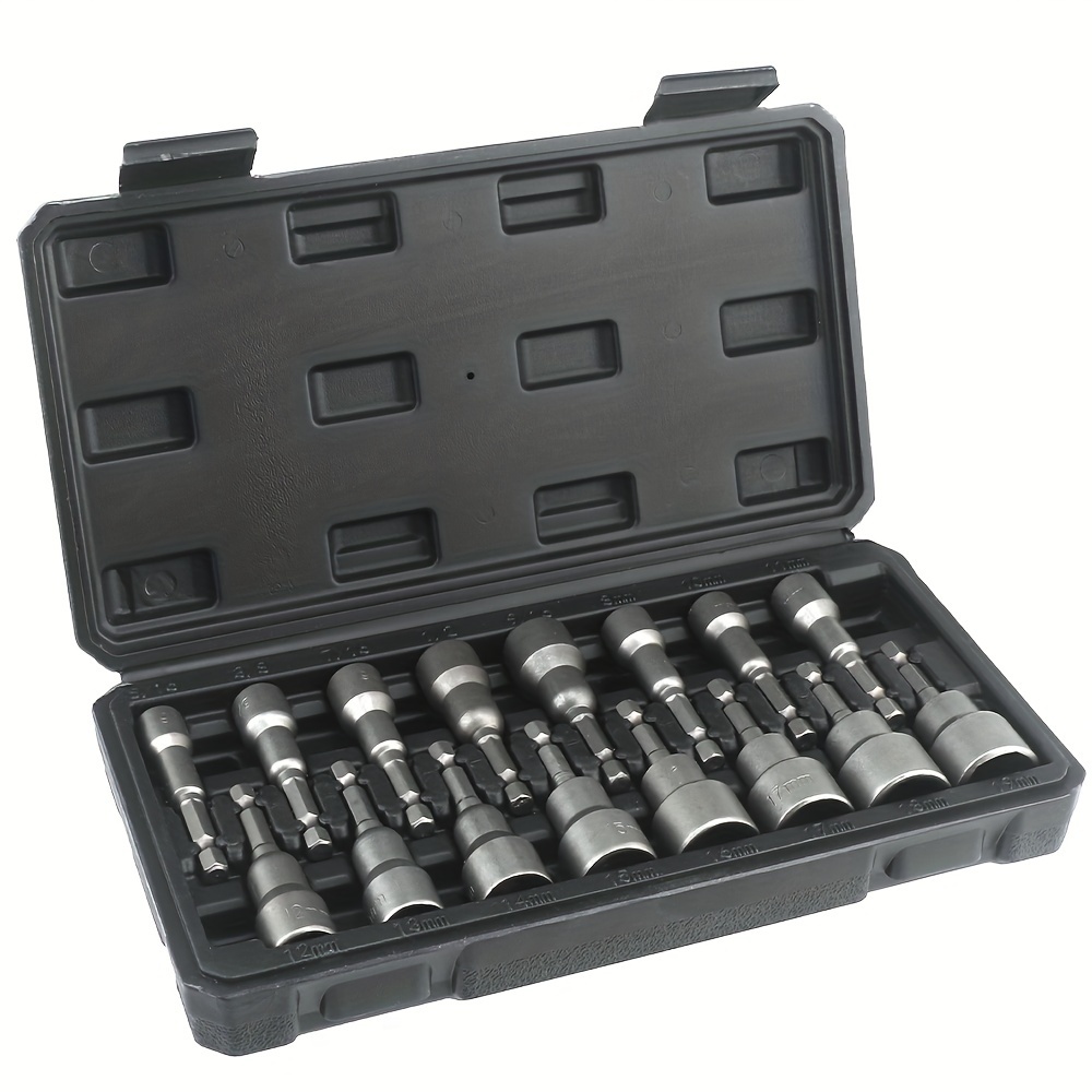 12/16pcs Magnetic Nut Driver Set - Premium Impact Nut Driver Drill Kit, Sae & Metric, 1/4-inch