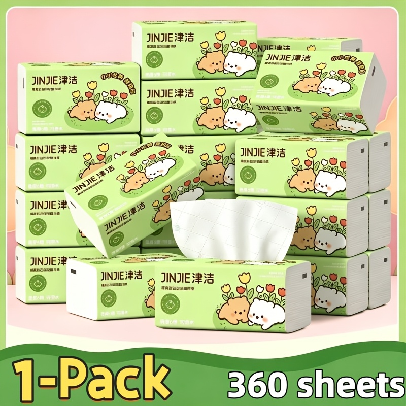 TEMU 360 Sheets Large Capacity 5-layer Thick Embossed Napkins - Natural Wood , High Absorbency & Durable For Kitchen, Bathroom, Home, Travel, Office,