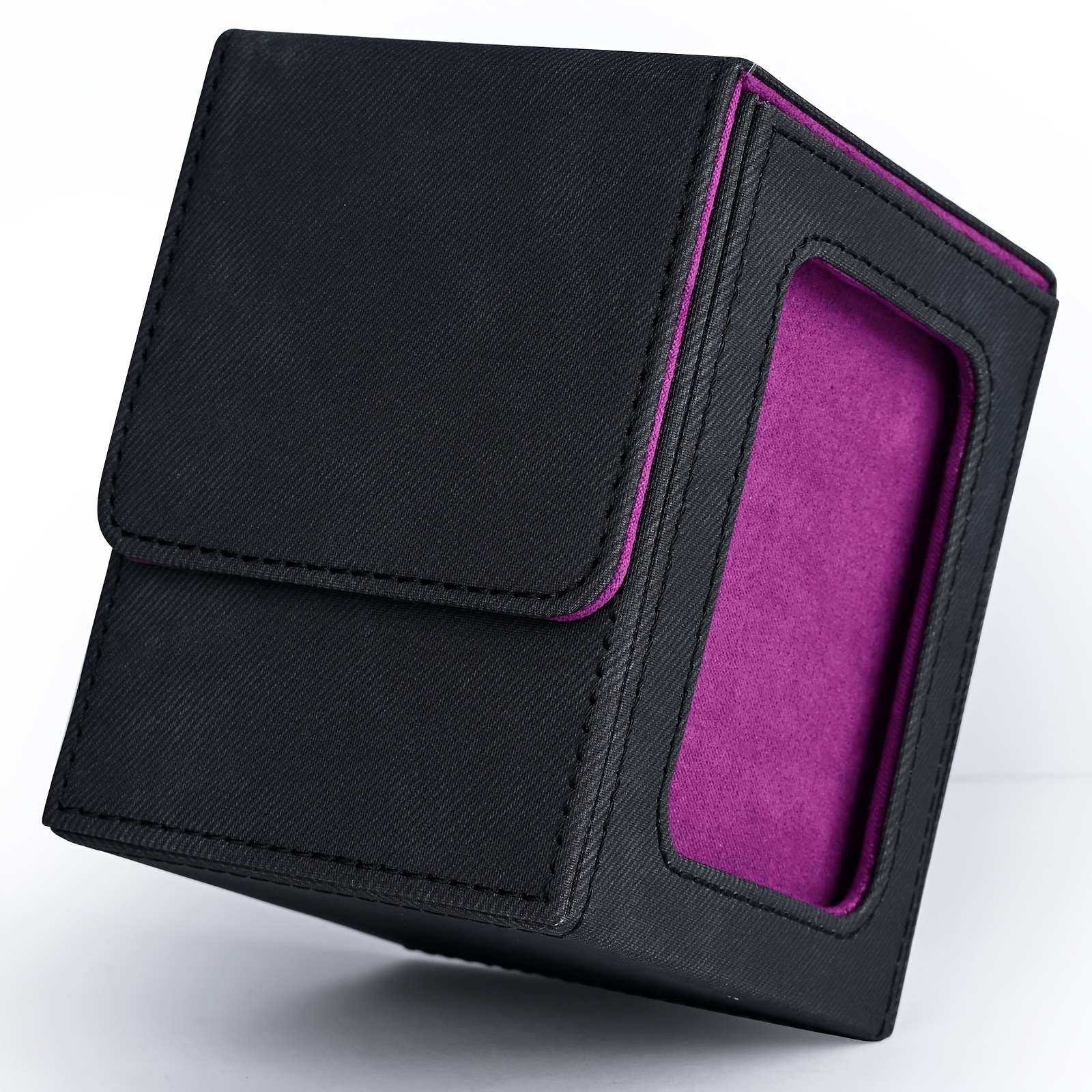 TEMU Scatola per di carte con finestra di visualizzazione, custodia porta carte per oltre 120 carte singole placcate, scatola per carte in pelle PU