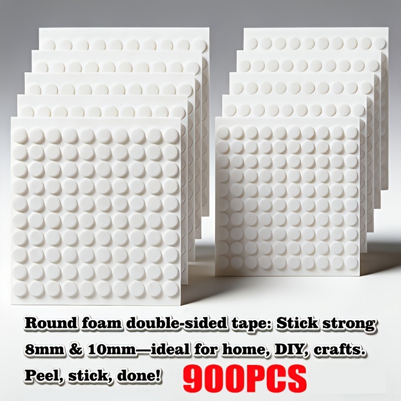 TEMU 9 Feuilles de 900 Pièces de Mousse Adhésifs Ronds , Ruban de Mousse 3D pour Scrapbooking, Autocollants en Mousse, Convient pour , l'Artisanat et