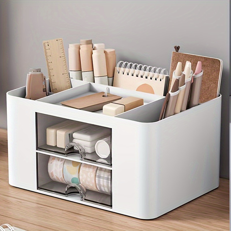 1pc desktop drawer storage   drawer multi compartment storage rack for office      nizing additions stationery sticky notes pens pencil case vanity cosmetic drawer storage box sticky note box paint brush tape paper clip   Product details 0