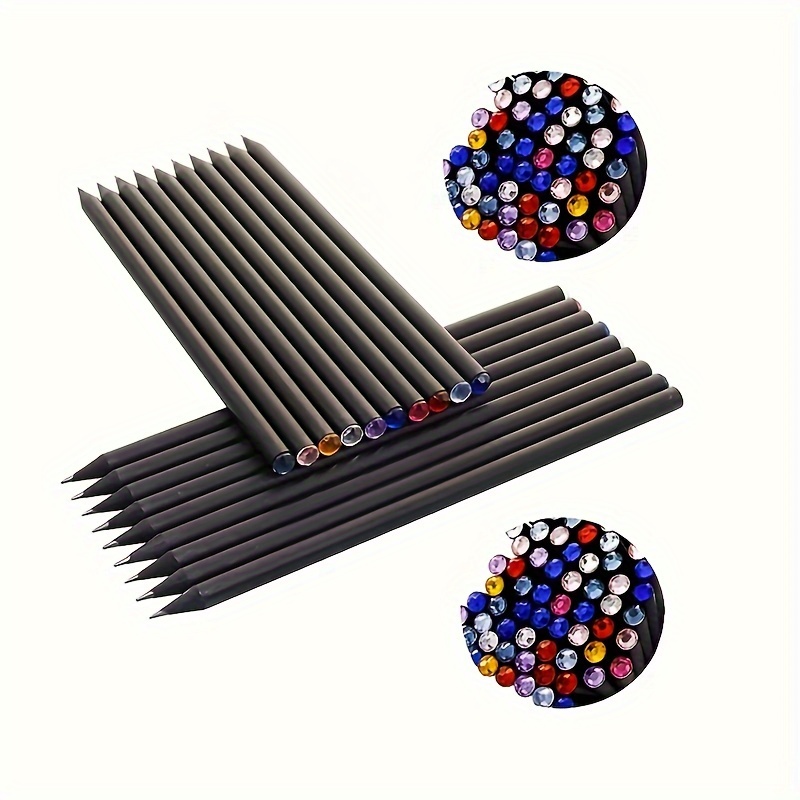 10 Hb Pencils Per Set With Rhinestone Design In Random Colors. Smooth Writing & Sturdy Build, Great For Back-to-school, Office Use And Holiday Gifts