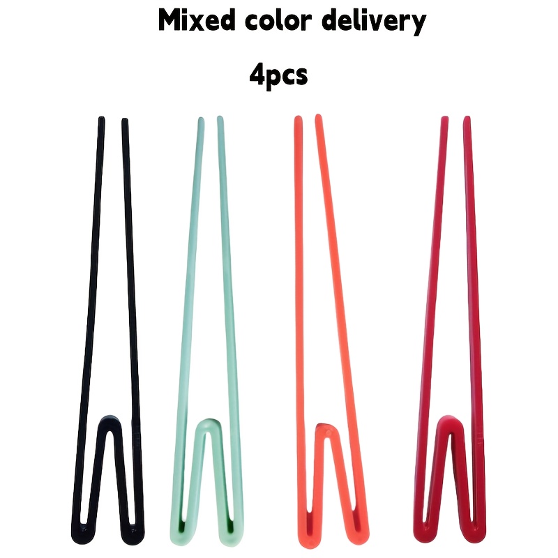 4pcs/reusable Training Chopsticks, Plastic Connecting Chopsticks, Assistant Training Chopsticks, Helper Quick Chopsticks, Suitable For Chopstick Enthusiasts And Beginners, Random Colors
