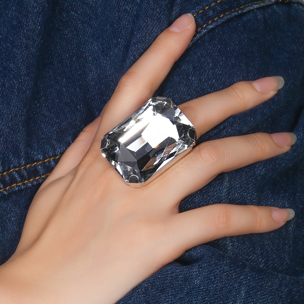 

Large Square Ring, Adjustable Elegant Simple Style, Fashionable Women's Jewelry Accessory