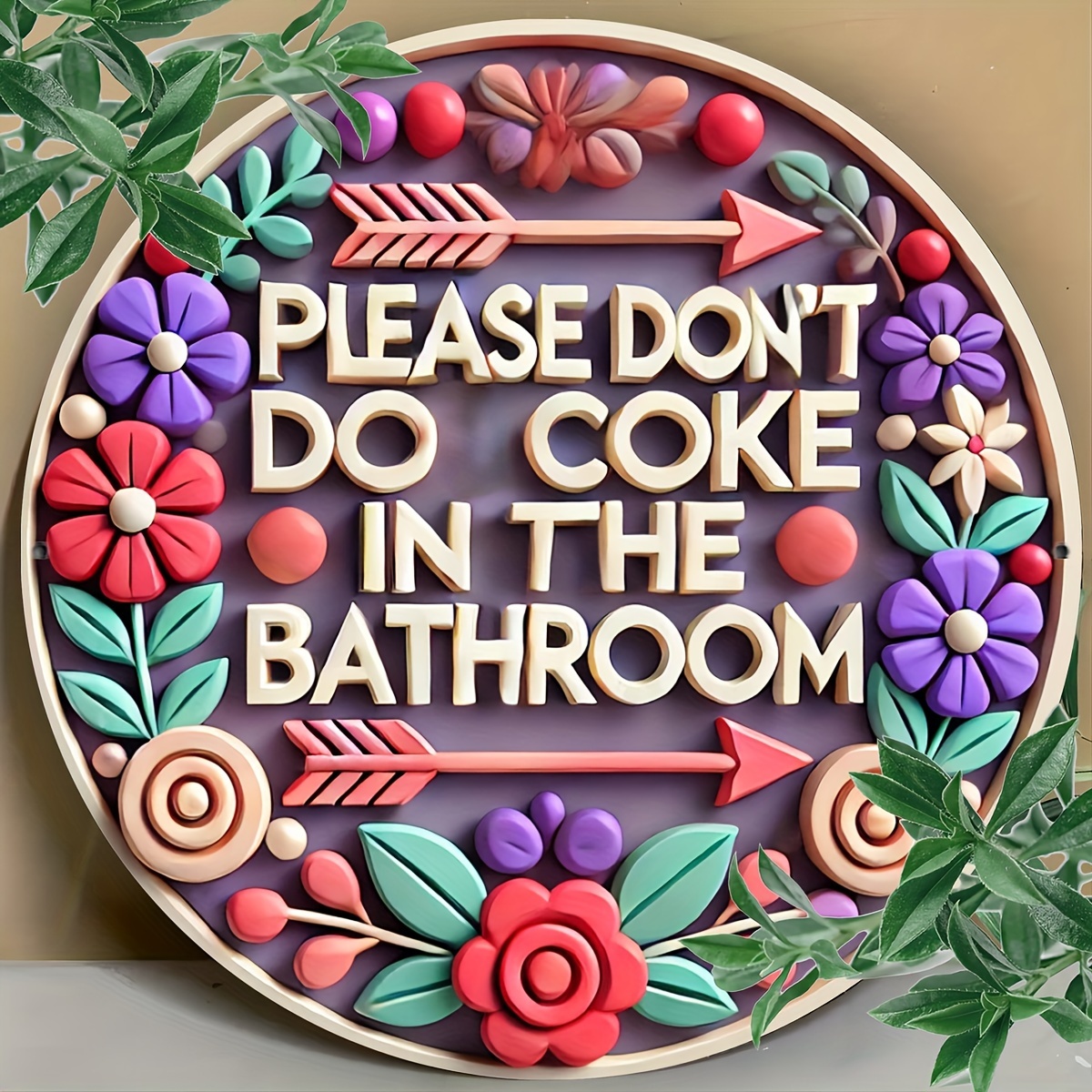 

1pc Aluminum , 7.87" Round, Engraved, , , No Needed, Bathroom For , , , , Bar, Restaurant Decor, Multipurpose Metal Plaque