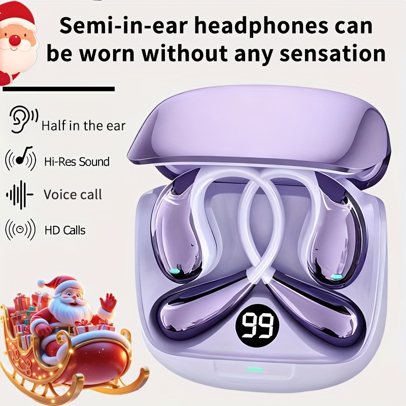TEMU 2025 New Bluetooth Earbuds With No Ear Bone Conduction, Al Wireless Bluetooth Earphones Smart Long Range Sports Noise Reduction Panoramic