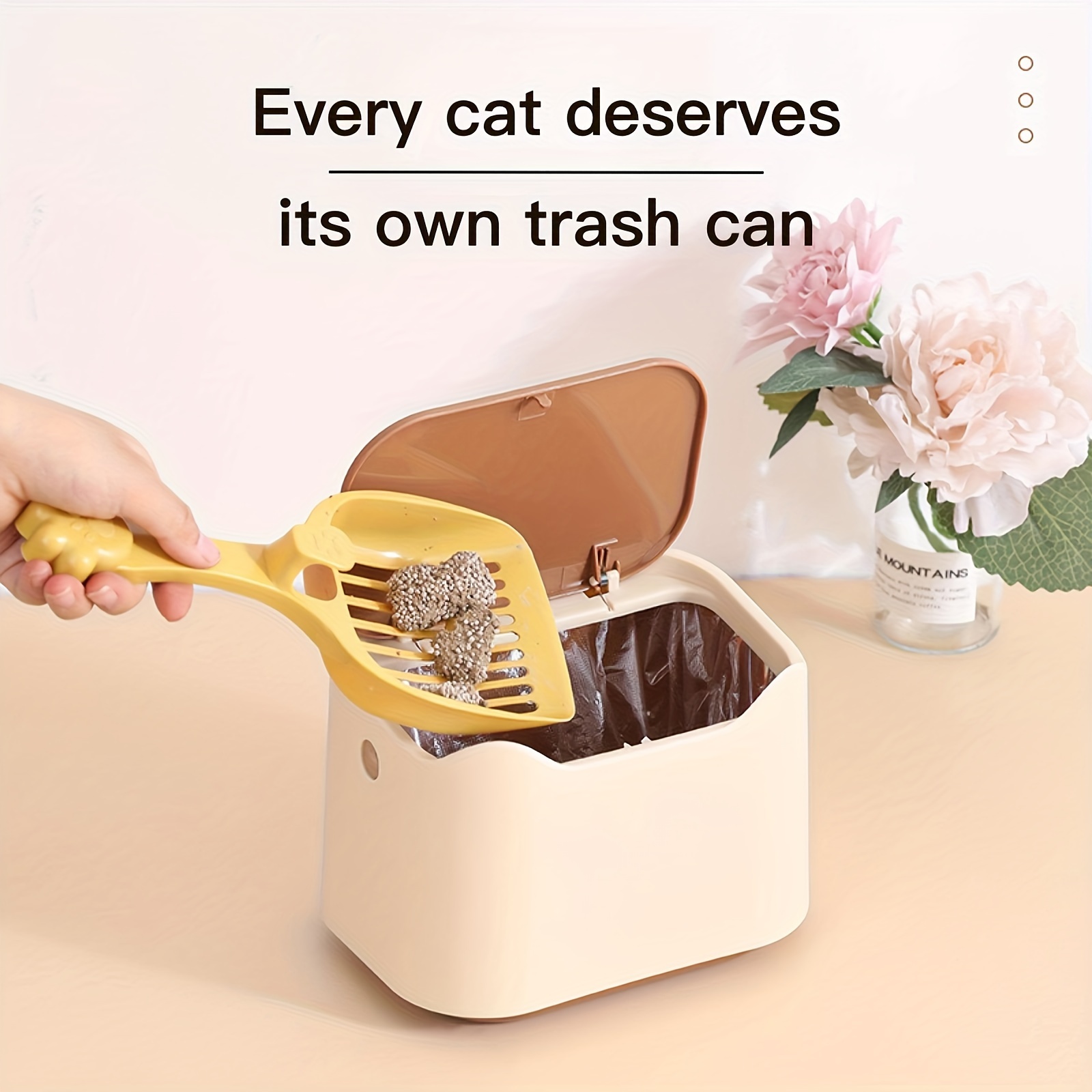 

Cat Litter Trash Can With Press-and-pop Lid, Odor-control Design, Antimicrobial Contact Prevention, Compact Waste Bin For Convenience