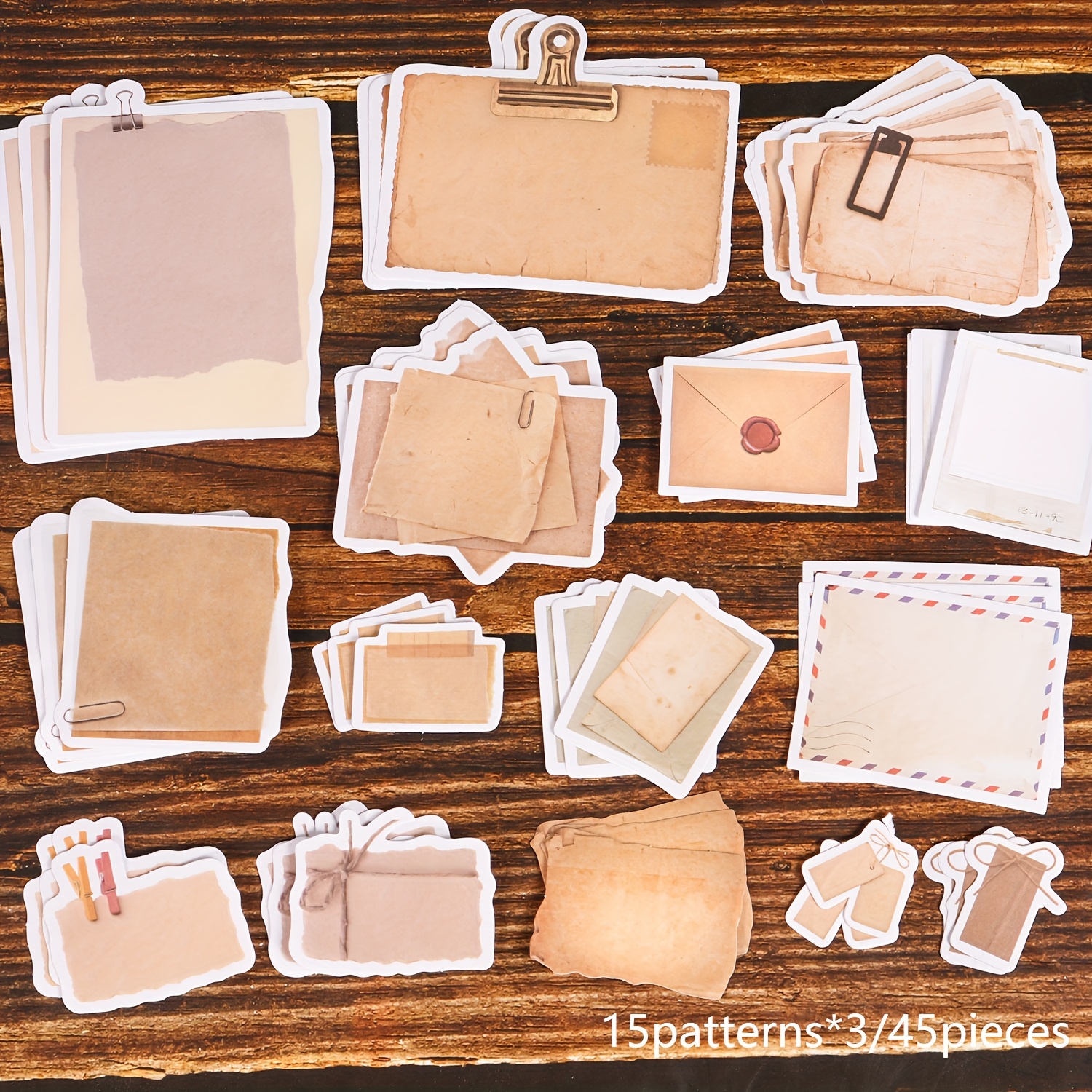 E-shop 42-45 Stück Schreibbare Selbstklebende Ästhetische Etiketten Sticker Pack, Vintage Aufkleber für Collage Dekoration, Junk Journals, Scrapbooking
