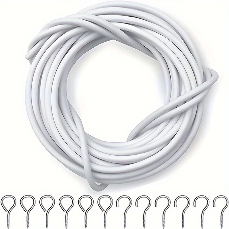 

1 Set Of Curtain Wire And Hooks, 4 Meters Curtain Wire With 8pcs Eye Bolts And 8pcs Screw-in Hooks For Net Curtain Rod