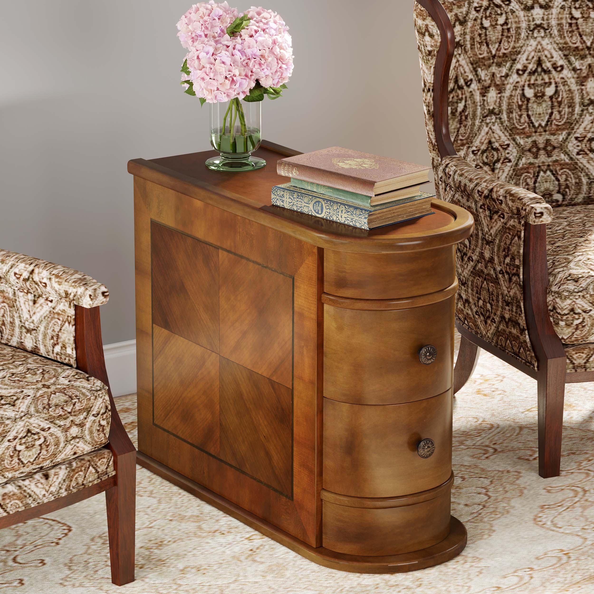 Compact 2-Drawer Wood End Table - Fully Assembled, Sturdy Finished Back Design with Spacious Storage, Ideal for Small Spaces And Chairside Use with Mid-Century Modern Style And Durable Hardwood Material