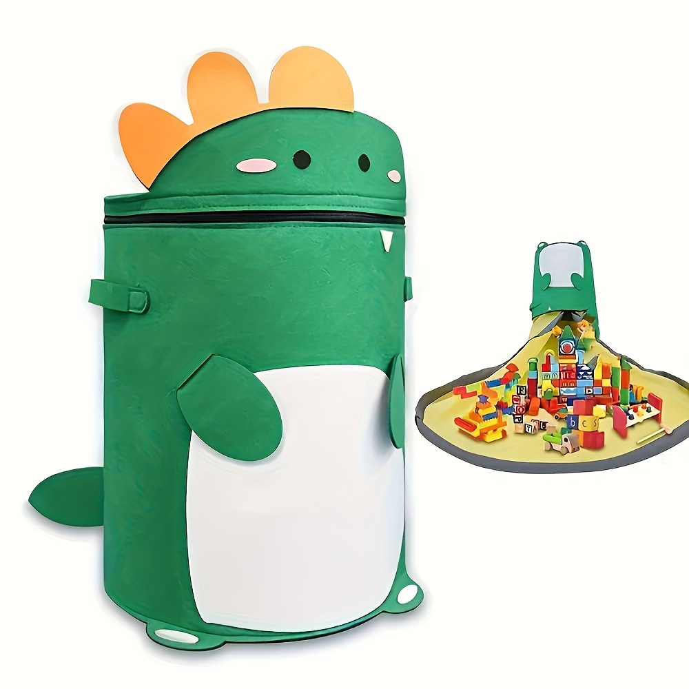 Large Green Felt Storage Bag with Dinosaur Pattern Game Mat