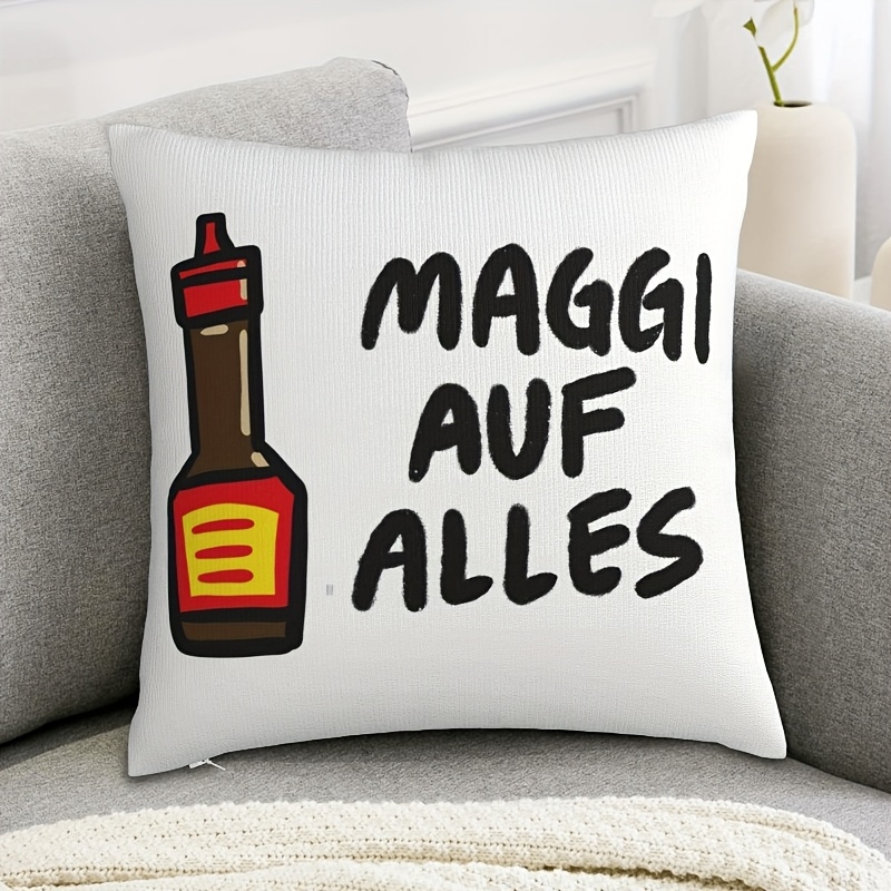 E-shop 1 Stück lustiger Gewürzflaschen-Kissenbezug, ein personalisierter, weicher Dekokissenbezug im Küchenthema mit kurzem Plüsch auf einer Seite, mit