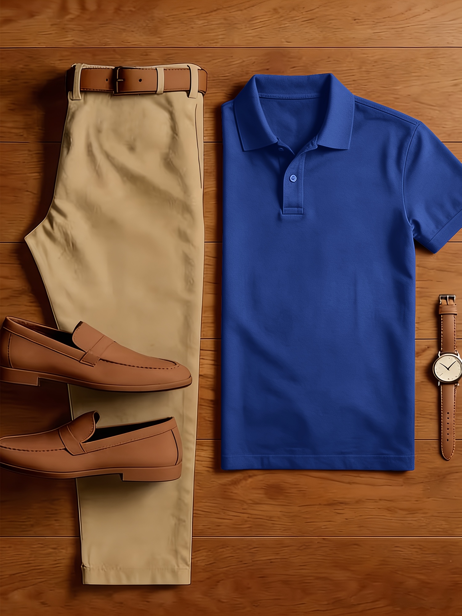 Men'S 2pcs Business Casual Outfit, Solid Color Polo Shirt + Slim Fit Suit Pants Set, Breathable Classic Fashion Set, Essential Spring & Summer Outfit for Office & Daily Wear