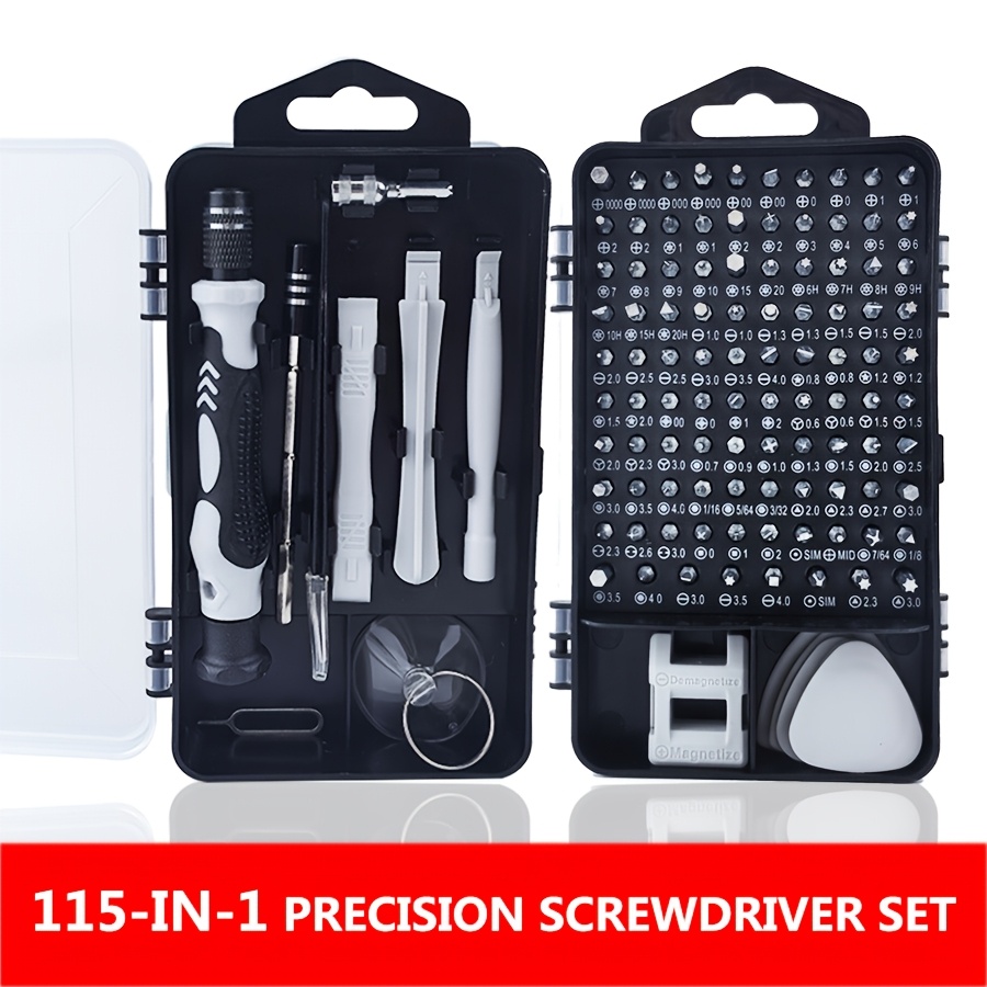 

Precision Screwdriver Kit - 115-in-1 Tool Set With Flat, , Torx Heads - Steel Material, Fade & Abrasion Resistant - Ideal For Watch, Computer, Mobile Phone Repair & Diy Gifts