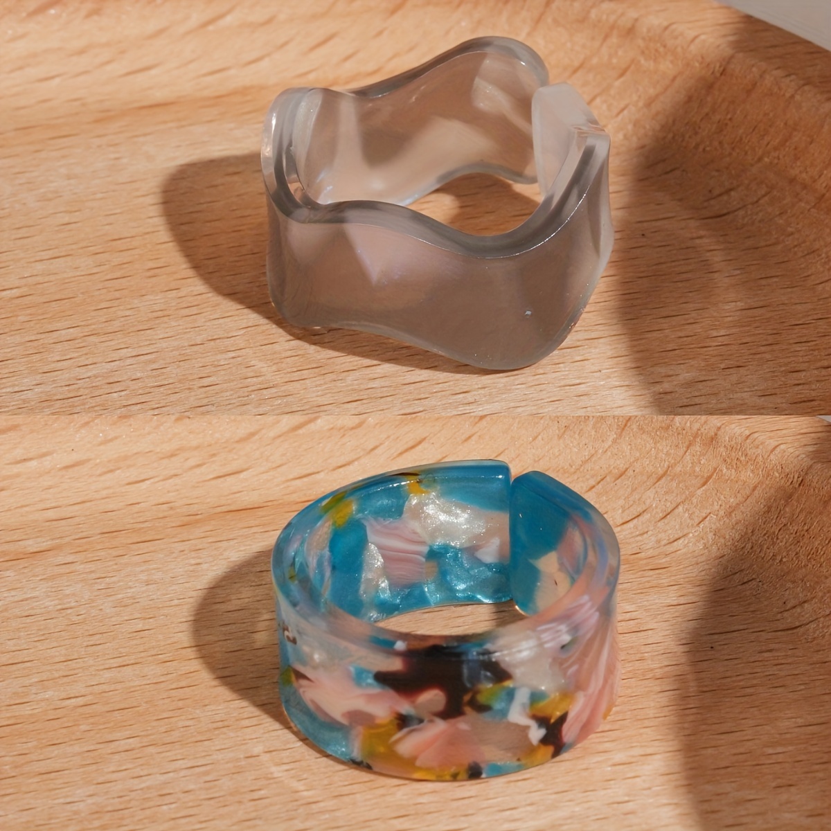 Geometric Resin Open Rings Set + All Match Rings Set