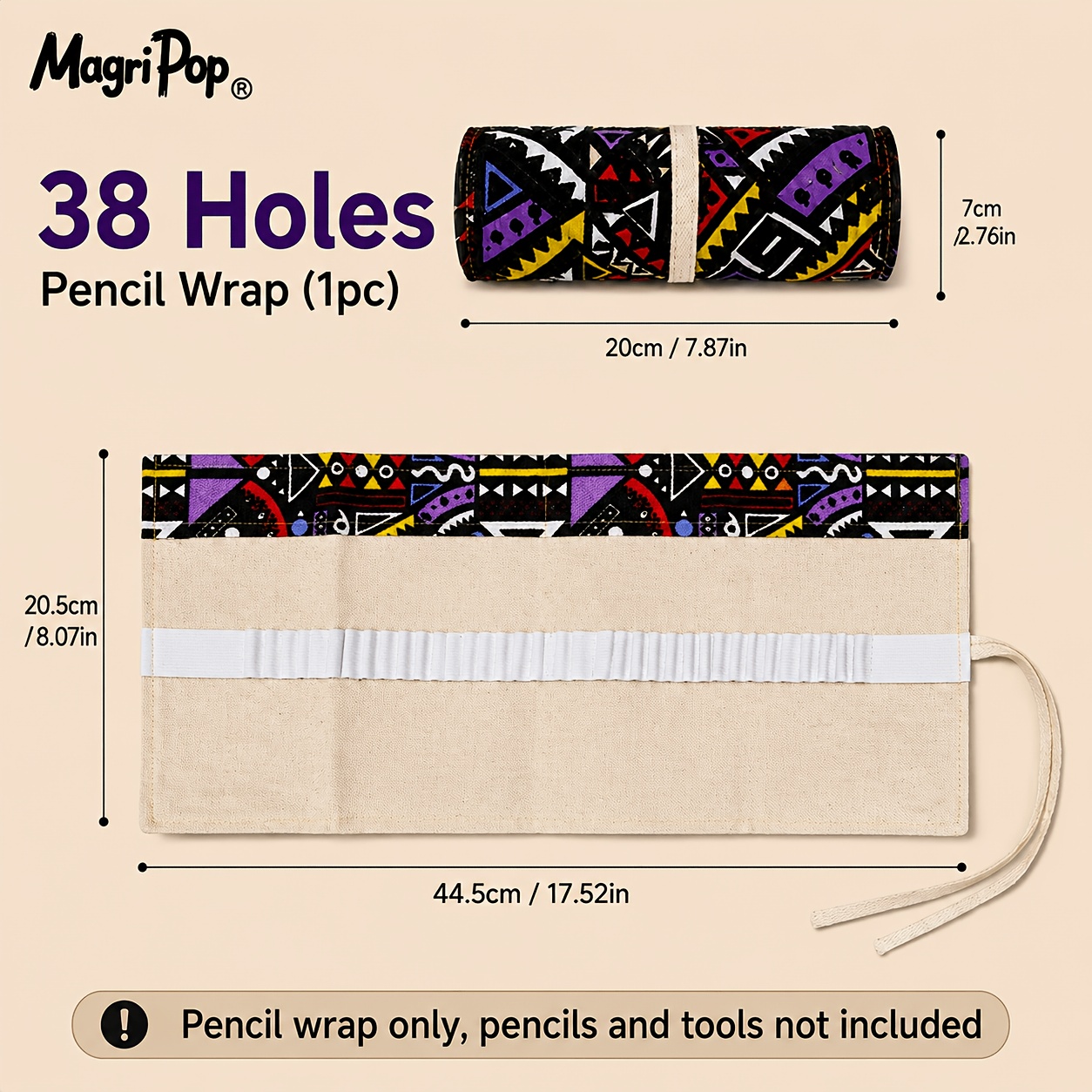 TEMU Astuccio da 38 , 1 pz involucro per matite , tela portatile a da viaggio, pochette arrotolabile per la scuola e l'ufficio, per e schizzi , borsa