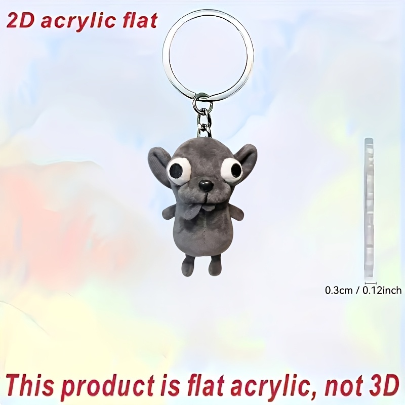 TEMU 2D Flat - [2D Flat] Llavero Acrílico de Cachorro de Dibujos Animados Súper Lindo, Colgante de Llavero de Perro 2D Flat, Llavero Encantador de