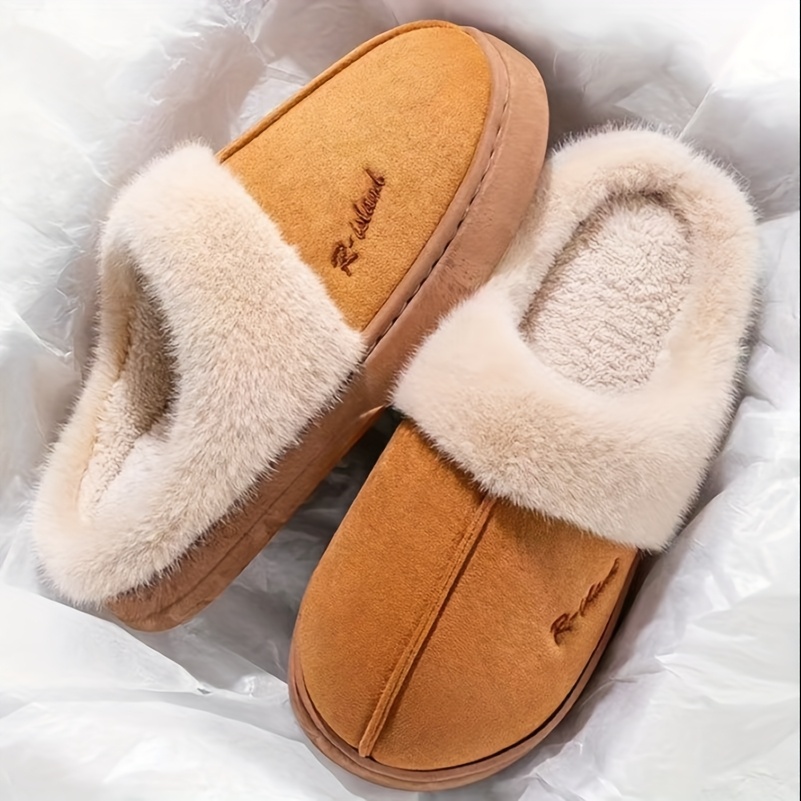 Image of Plush Slippers For Men, 2024 New Winter Style, Thick-soled Indoor Home Slippers With Plush Lining, Warm And Non-slip, For Women