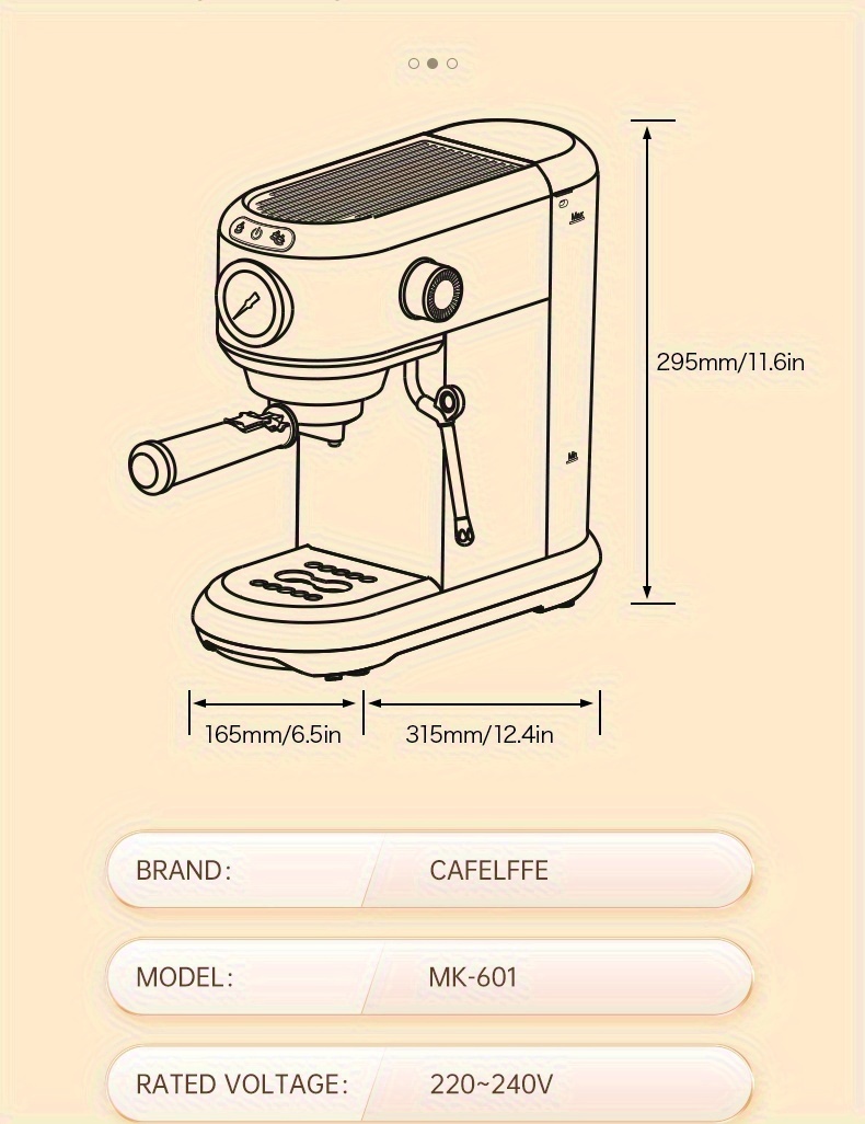 1 Unit CAFELFFEMK-601 Espresso Machine with Milk Frother, 20bar Extraction, Visible Pressure Gauge, Stainless Steel Body, Removable Drip Tray, 1.1L Water Capacity, Coffee Shop Gift Suitable for Lovers/father/mother, Office Equipment