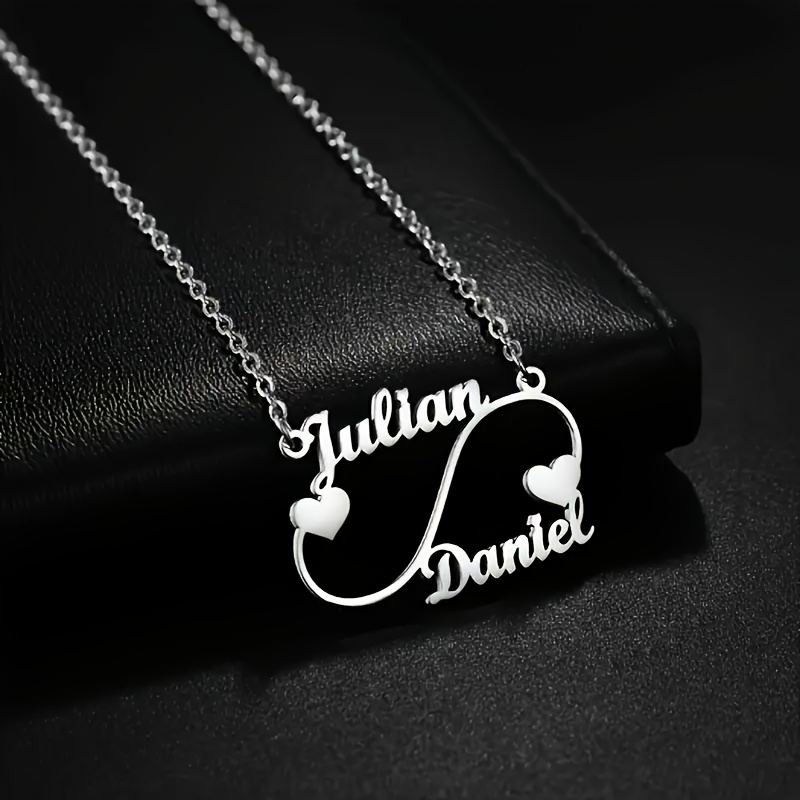 

Custom Stylish Elegant Julian Heart Pendant Necklace, Elegant Style Silvery Stainless Steel Personalized Name Jewelry For Daily And Party , Charm Necklace For Women, Gift For Her