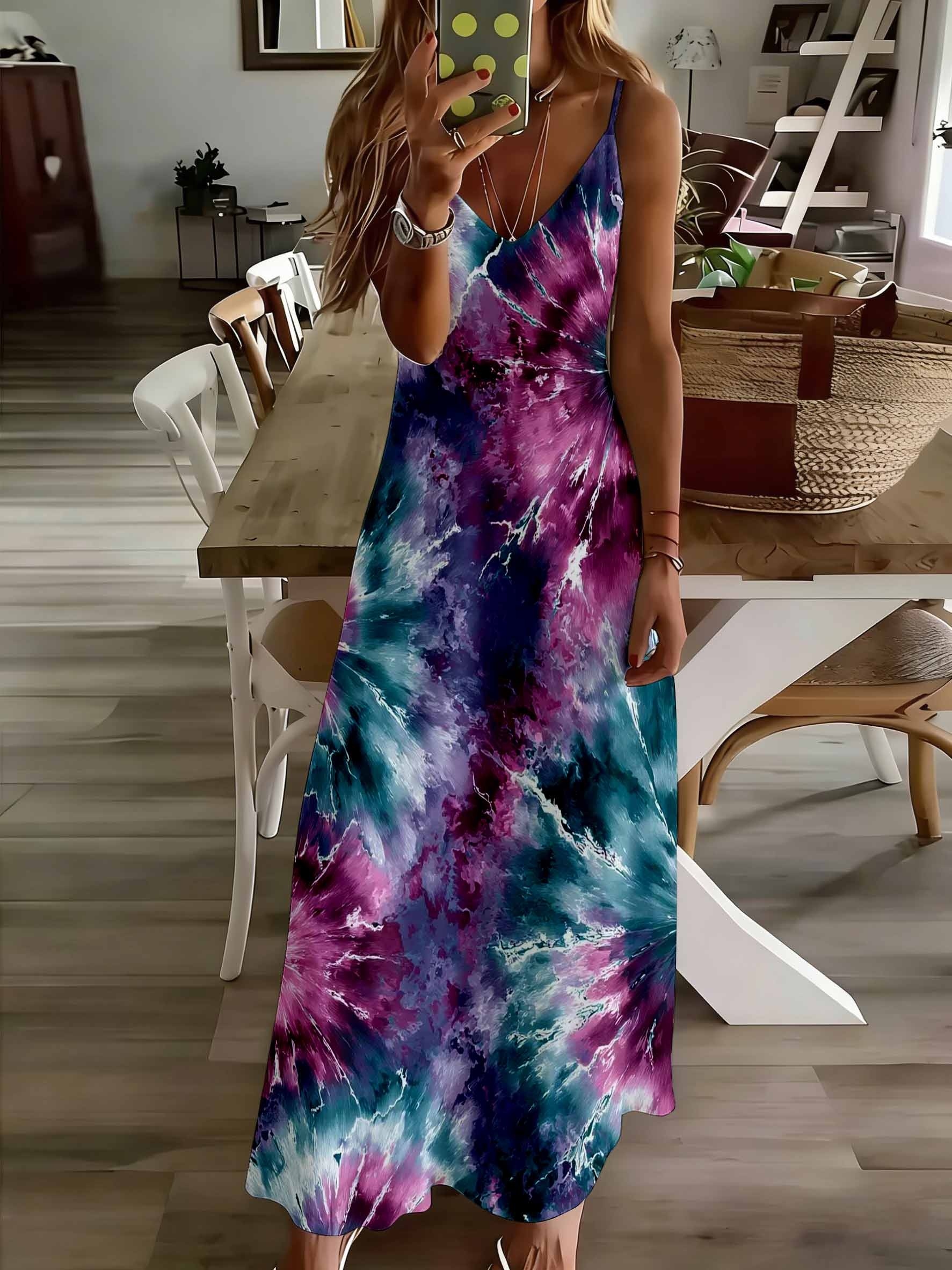 fitted lace wedding dress Fashion On Earth Tie Dye Beachy Maxi Dress main image 0