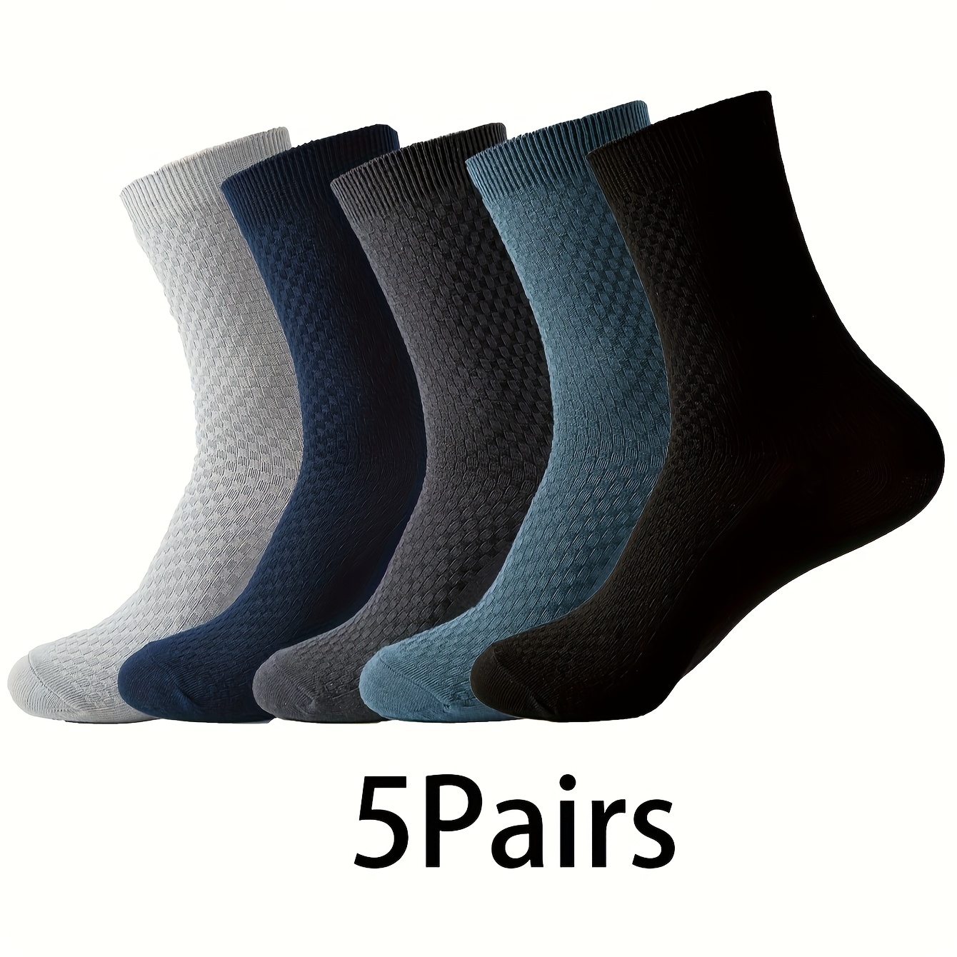 E-shop 5/10 Paar Bambusfaser Herrensocken Ganzjahresstil Business Mid-Calf Socken Herren Kurze Socken Atmungsaktive Freizeit Herrensocken