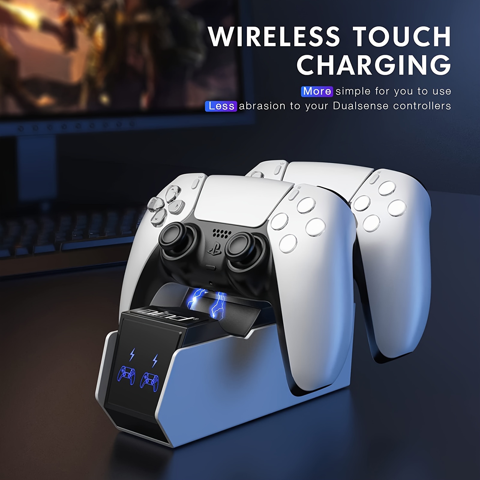 Dual Charge Controller Charger For Playstation 5 Dualsense Controller Charger  Charging Dock Station Stand, Dual Usb Fast Charging Station & Led Indicator  For Ps5 Dualsense Controller