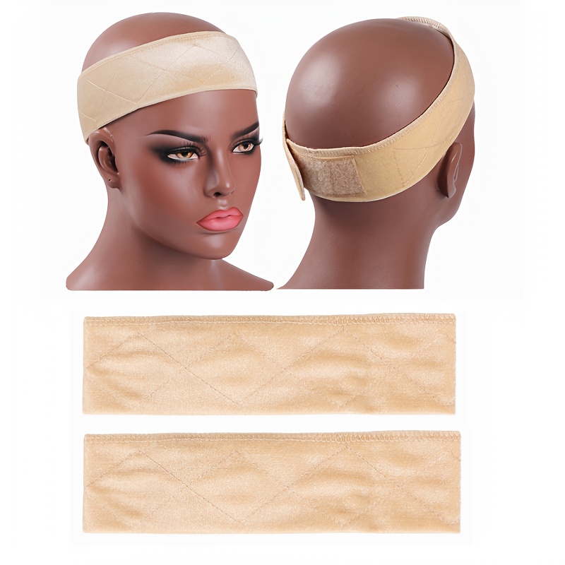 TEMU Lot de 2 bandeaux élastiques réglables pour perruque - Velours fin adapté aux foulards pour perruque, chapeaux, postiches | Accessoires pour