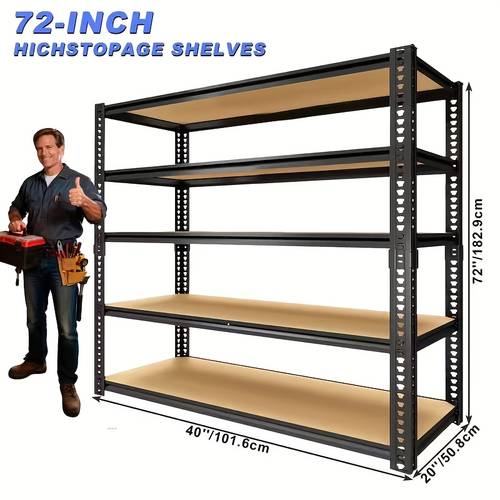 item picture 5 tier industrial heavy duty metal for garage shelving unit 72 high x 35 5 wide x 16 deep 3500 lbs capacity adjustable storage shelves easy assembly suitable for garage commercial utility storage rack flexible stabilizer painted end