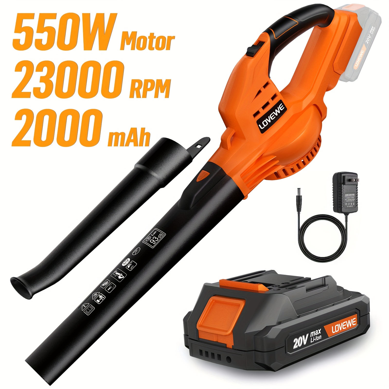 

Lovewe Cordless Leaf Blower, 150mph Handheld Electric Leaf Blowers With 2.0ah Battery & Fast Charger, 2 Mode, 20v Battery Powered Leaf Blowers For Cleaning Patio, Yard,