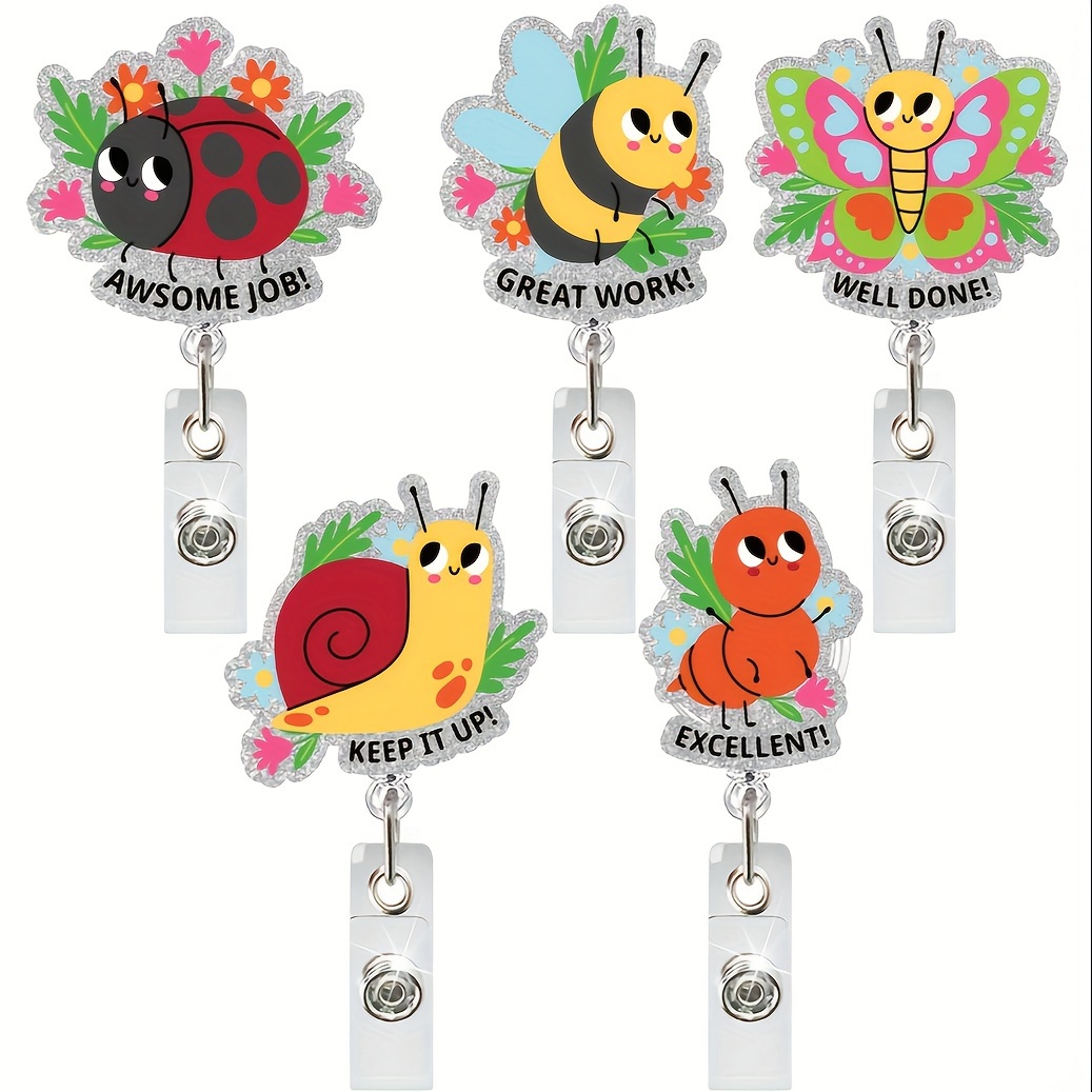 Womens Retractable Id Badge Reel Cute Cartoon Id Badge - Temu