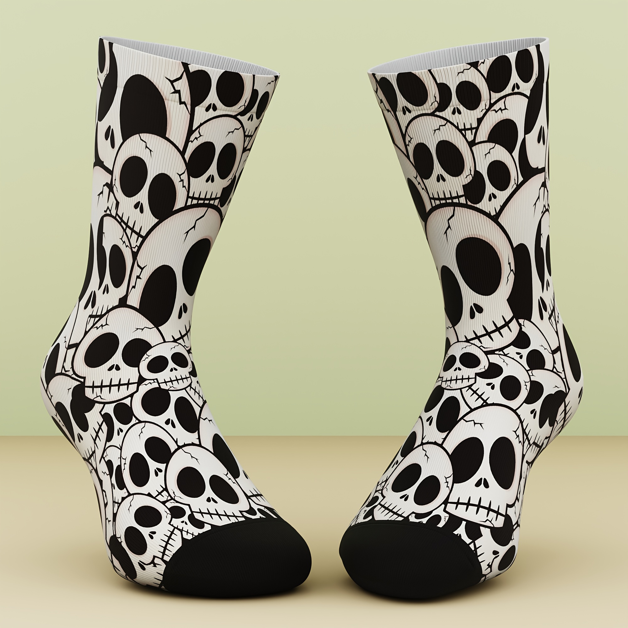 TEMU 1 Pair Of Unisex Socks, Skull Pattern, And Interesting, Fashionable And Comfortable, For Outdoor Sports, A Unique Sock Gift, 3d Digital Printing