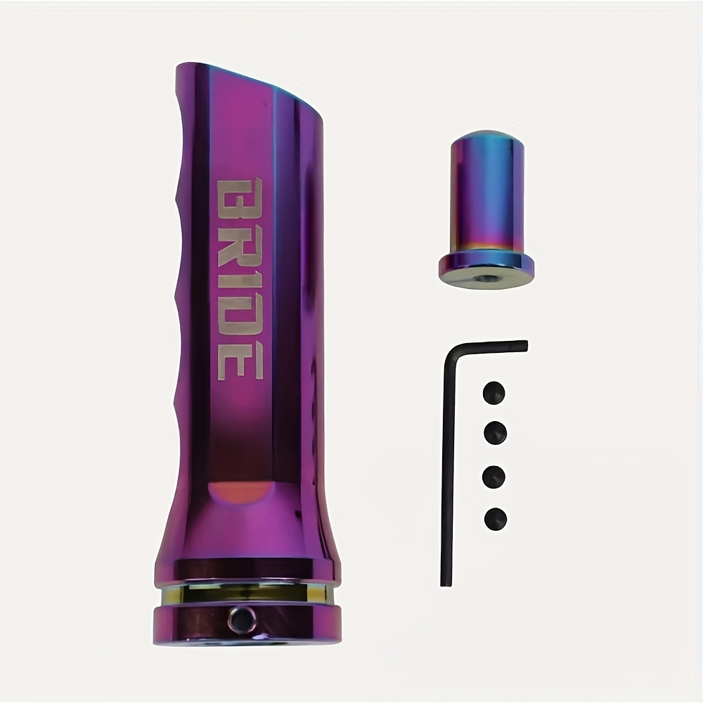 TEMU 1pc Car Modification Aluminum Alloy , Universal , Rod Sleeve, -color Head, Car Handle Universal Modification, Racing-style Grip