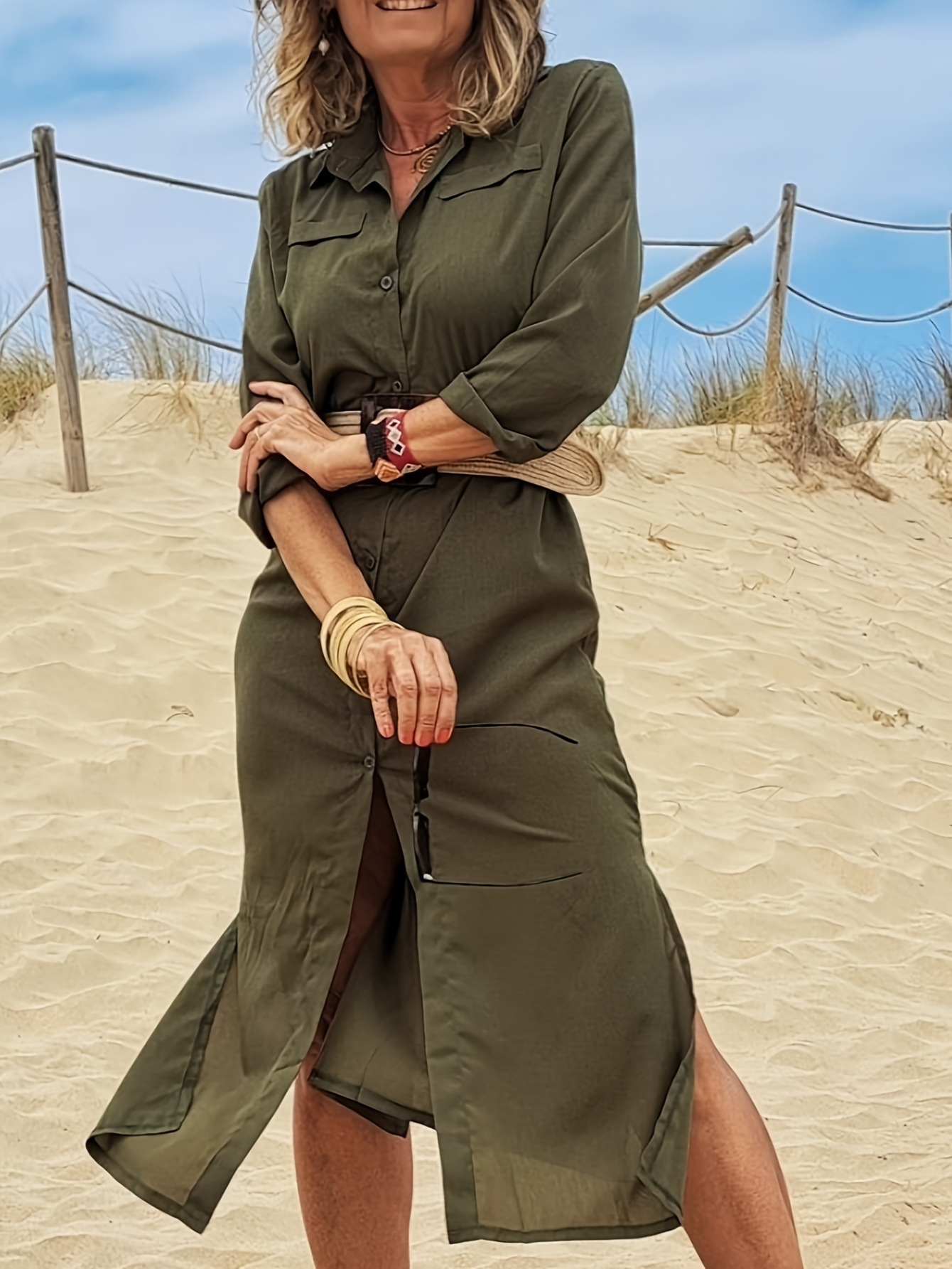 womens directional style shirt dress maxi long dress - Temu France
