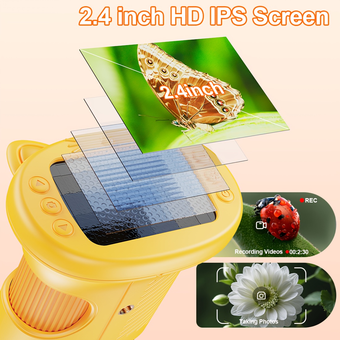  usb microscope 2 4 inch ips screen handheld digital microscope back to school gift high definition pocket portable mini kids microscope camera compatible with pc cute science educational suitable for children and students aged 3 christmas and birthday present Product details 5