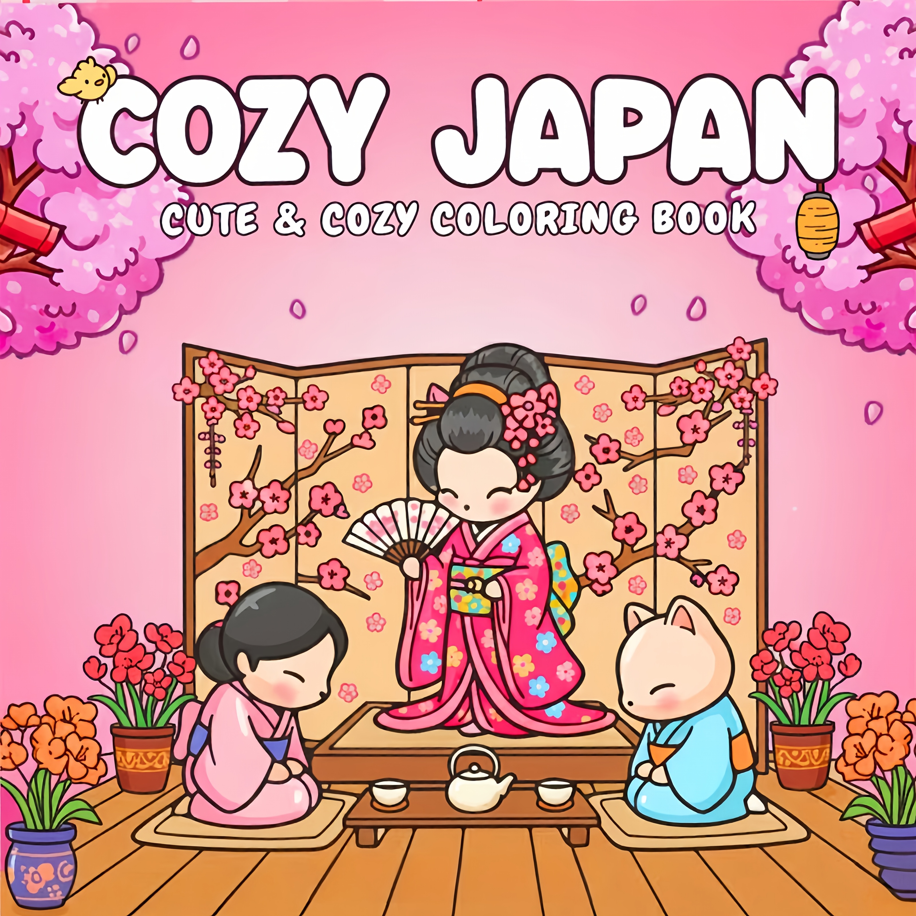 TEMU A Japanese-themed Coloring Book, Upgraded Version, 24 Pages, With Thickened Paper. Suitable For New Year, Birthdays, Valentine's Day, Easter,
