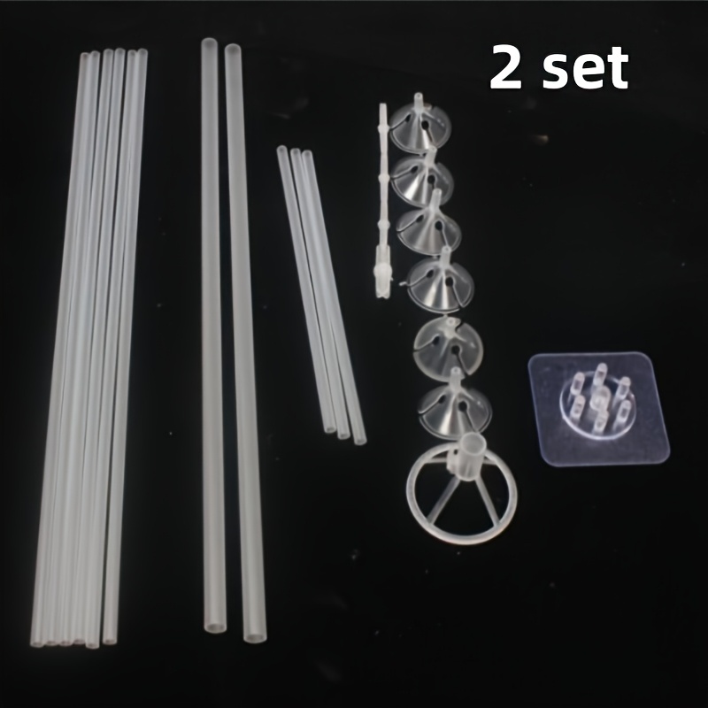 Image of Reusable Balloon Stand Set Tabletop Table Float And Floor Display Rack Wedding Birthday Graduation Ceremony Mother's Day New Year Valentine's Day Party Decoration Plastic Column Stand