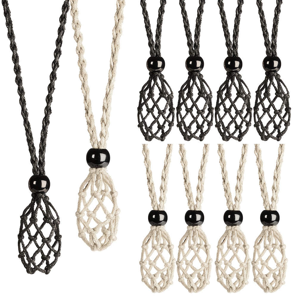 TEMU A Set Of 10 Handmade Stone Pendant Necklaces With Adjustable Cords, Perfect For Jewelry Making