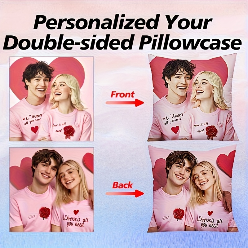 Custom Two-sided Photo Pillowcase - Hidden Zipper And Machine Washable For Sofa/bed/car - Personalized Holiday Keepsake Gift For