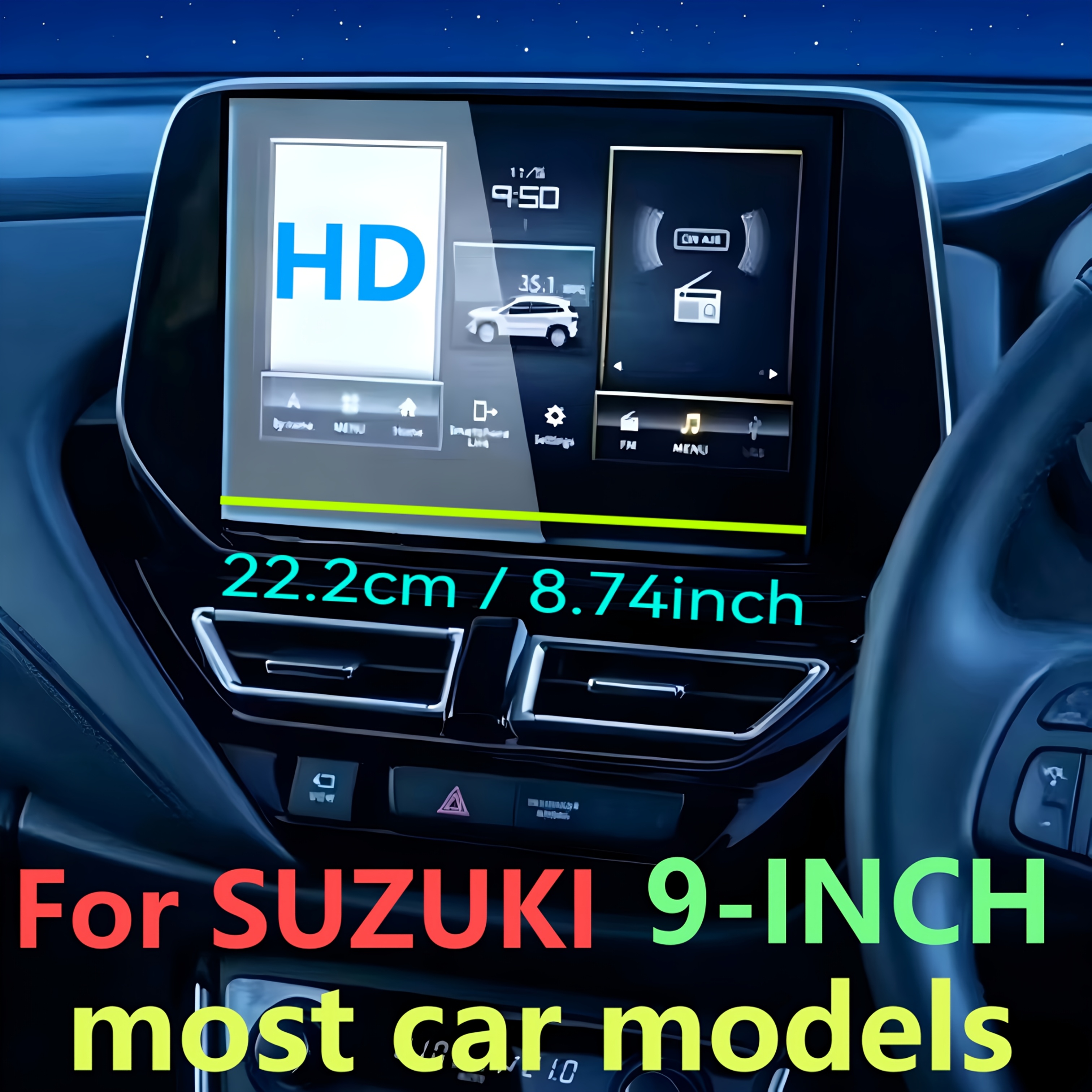 TEMU For 9-inch 2022 2023 2024 2025 Most Car Models Navigation Screen Protector, 9h Touchscreen Protective Film