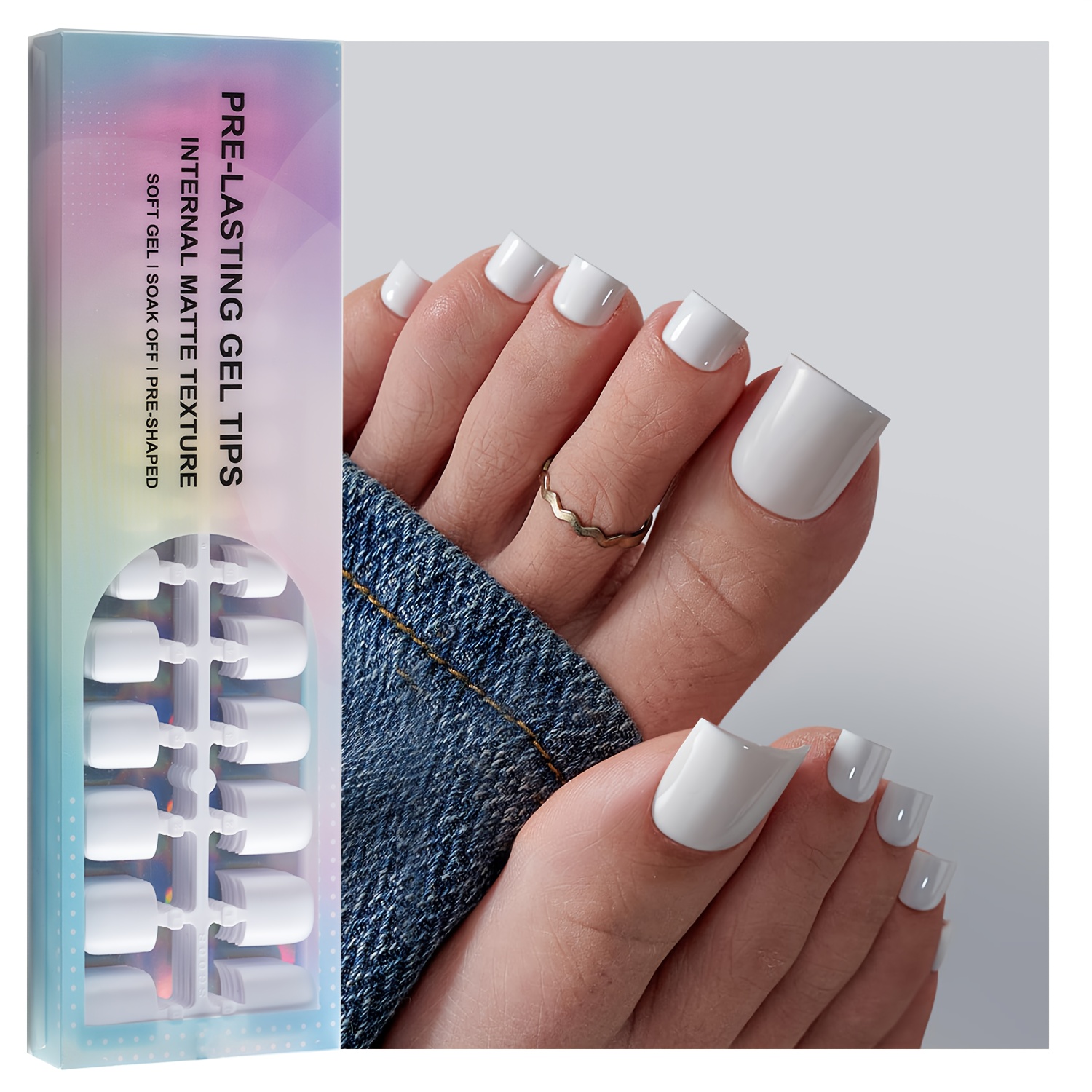150pcs short square press on toenails set womens   toe nails 15 sizes soft gel   nails for diy manicure suitable for salon use perfect gift for ladies