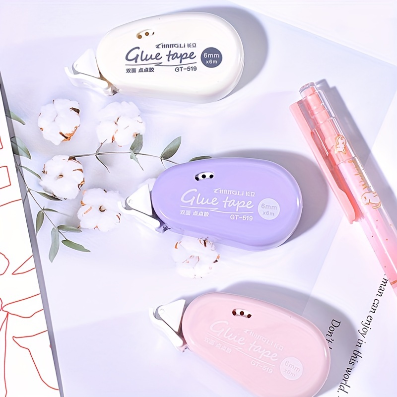 CURLING TAPE Double-Sided Adhesive Dots - 6.0meter x 0.6cm Easy Peel Roller Tape in Pink, Purple, Blue - Ideal for Scrapbooking, Collage & Photo Albums - Versatile for School, Office & Packaging Needs